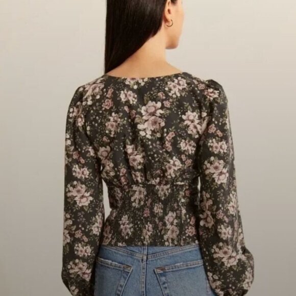 ABERCROMBIE & FITCH Square Neck Floral Blouse Balloon Sleeve Size XS - Picture 2 of 10